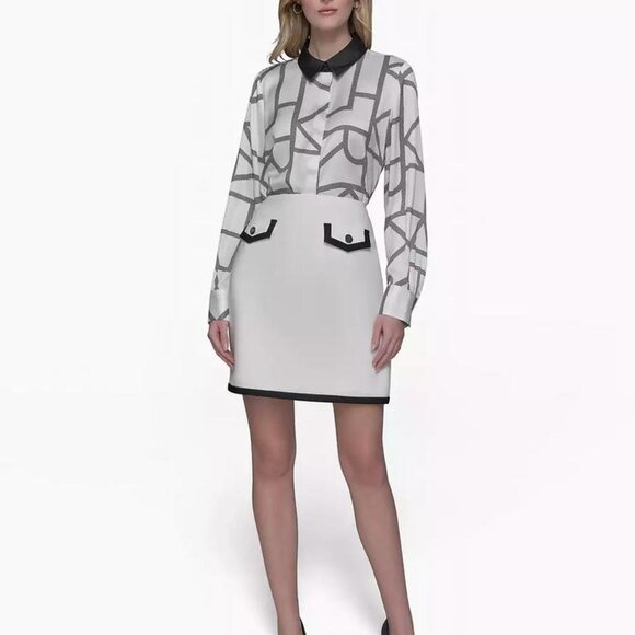 KARL LAGERFELD PARIS Business/Casual Color Block Stretch Blend Mini Skirt NWT - Picture 4 of 6